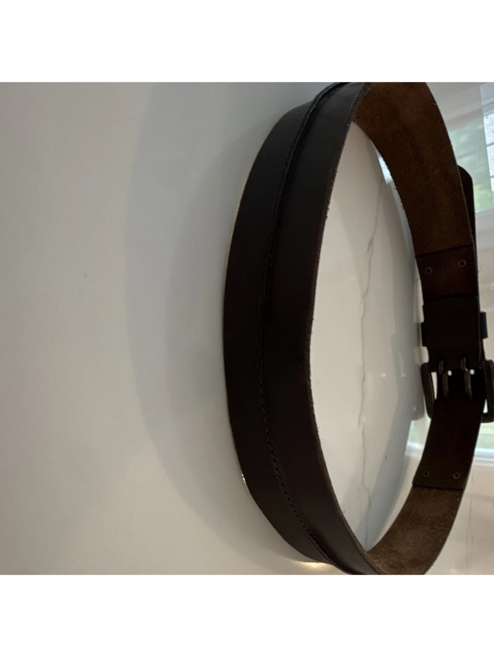 Men's Dark Brown Leather Belt - Classic Casual Dress